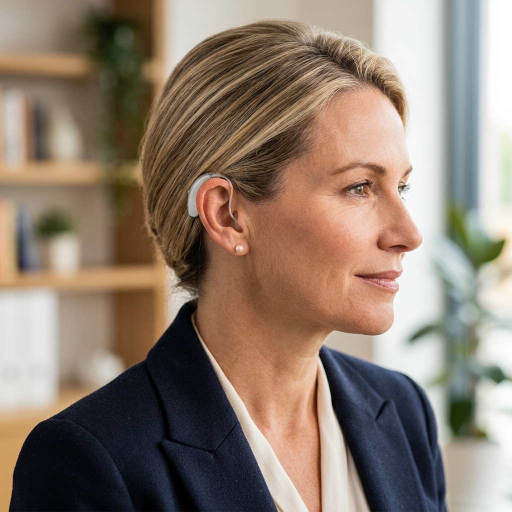 İşitme cihazı kullanan kişi